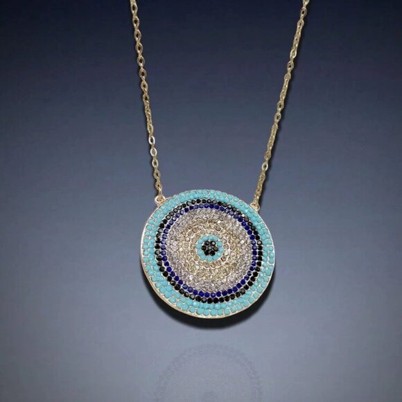 Elegant Gold and Blue Pendant Necklace - Picture 3 of 3